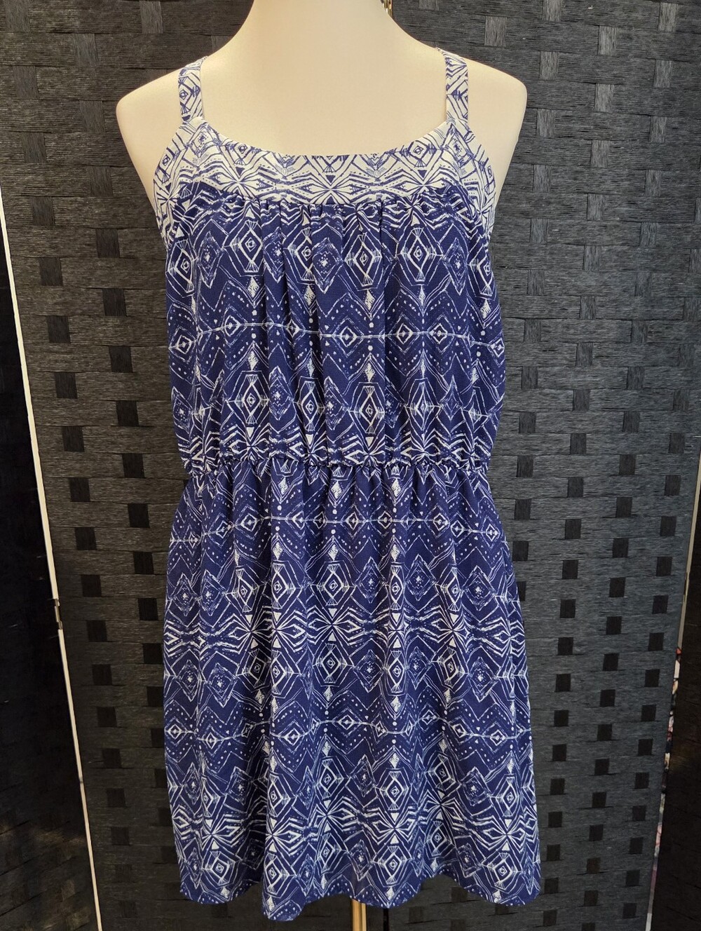 Girls Blue Printed Sleeveless Sundress